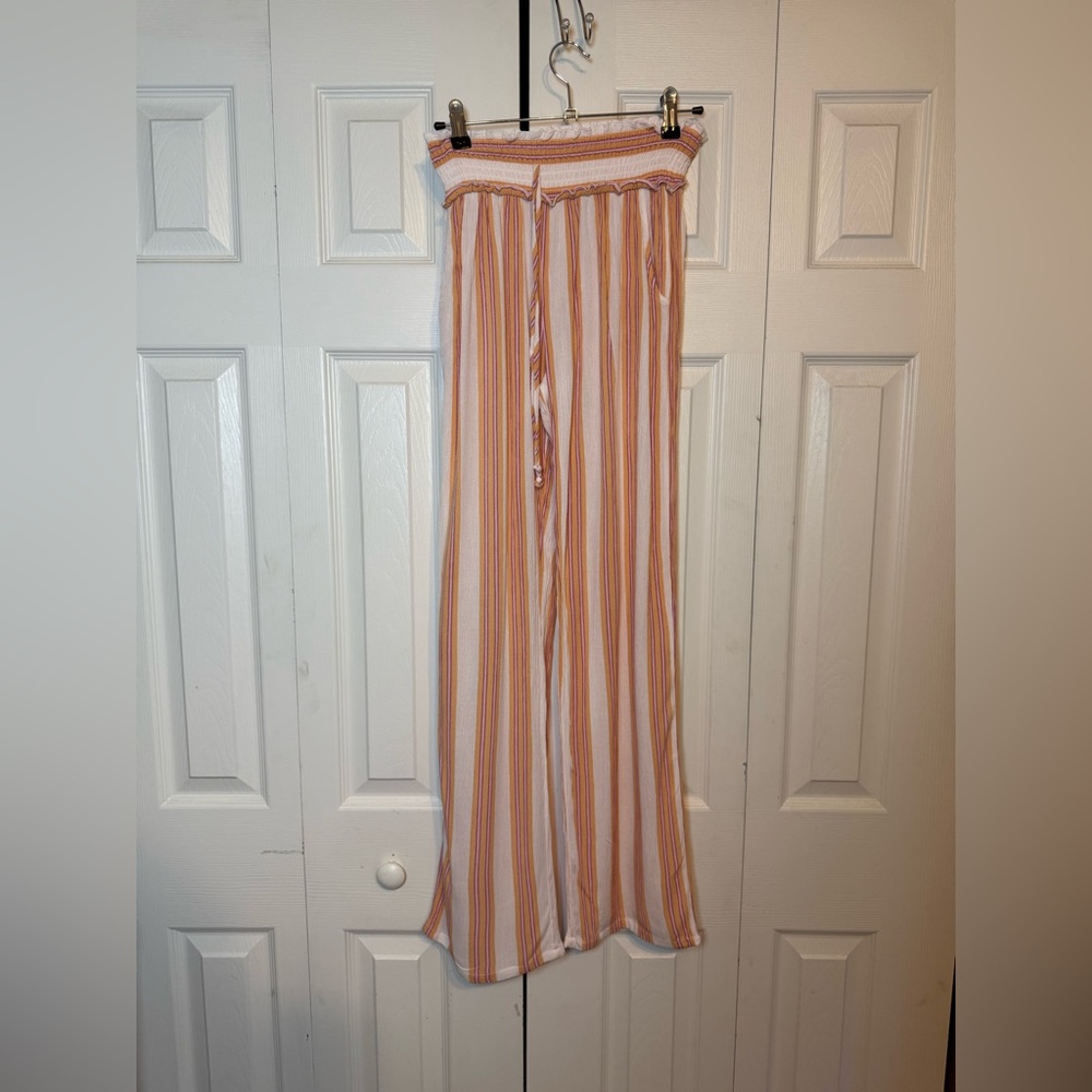 Kingston Women's Orange and‎ White Striped Wide Leg Jumpsuit